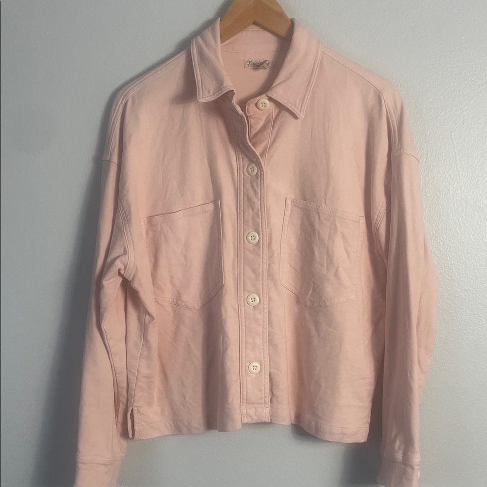 Faherty Stretch Terry Overshirt-Peach Whip Size M